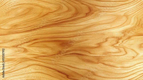 Close-up of a natural wood texture with reddish-brown grain patterns and smooth surface, ideal for backgrounds or materials. photo