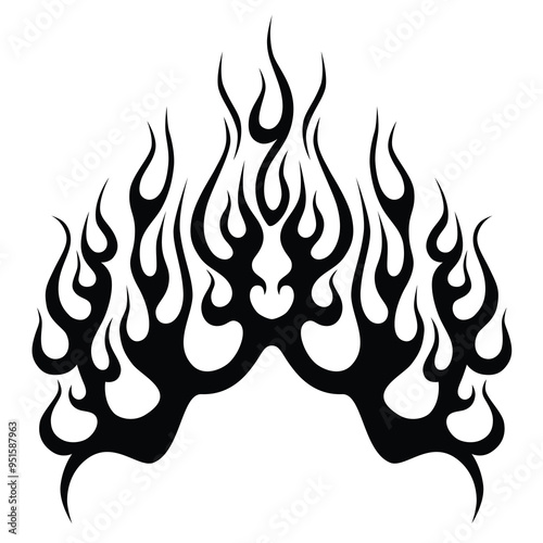 Flame tattoo tribal design sketch. Fire tattoo.