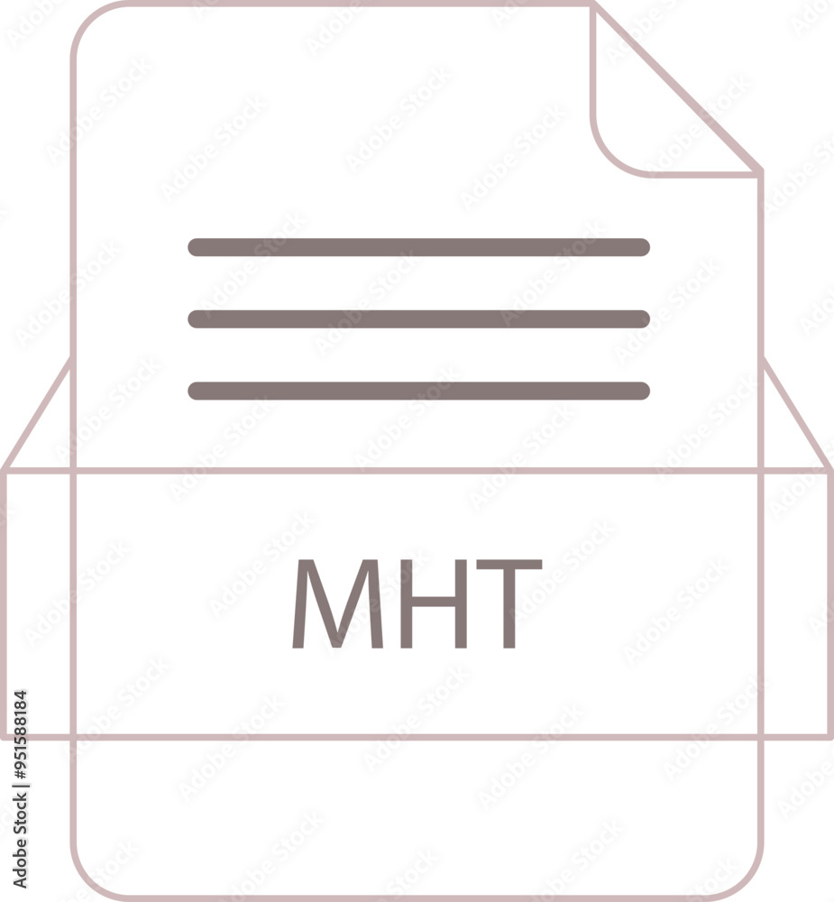 MHT File icon black outline MHT File icon black outline