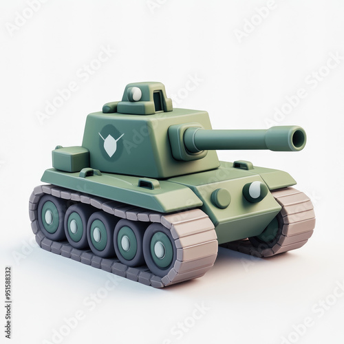 3D cartoon, a tank, on a solid white background