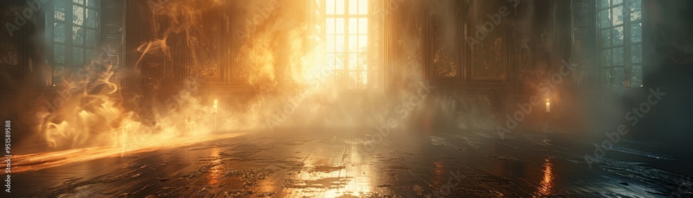 A mesmerizing scene of light and shadow, showcasing a stunning interplay of fire and reflection in an atmospheric setting. A mesmerizing scene of light and shadow, showcasing a stunning interplay of fire and reflection in an atmospheric setting.