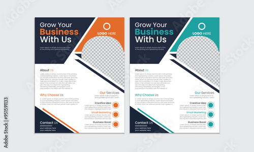 Modern Corporate business flyer design template for poster flyer brochure cover. Graphic design layout with triangle graphic elements and space for photo background