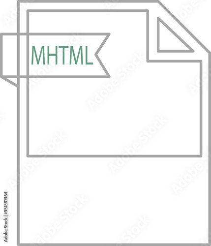 MHTML File format icon black outline and light color text