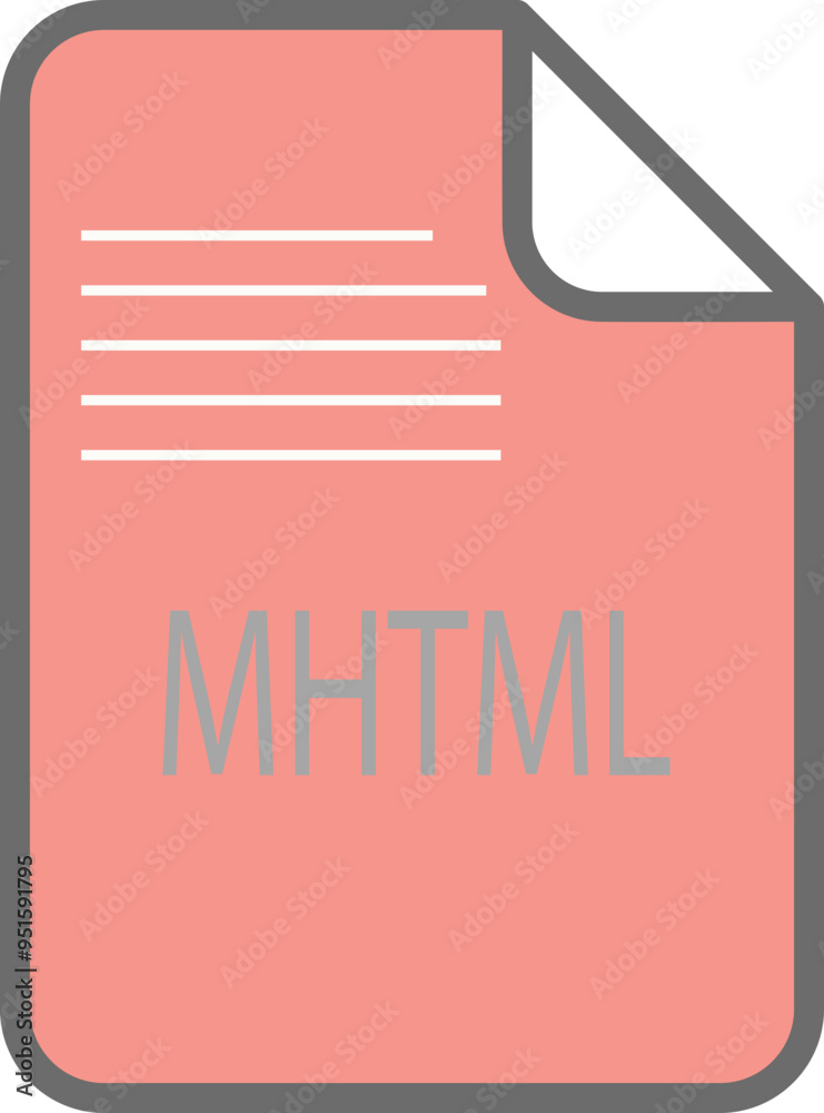 Naklejka premium MHTML File icon fill and outline rounded corners