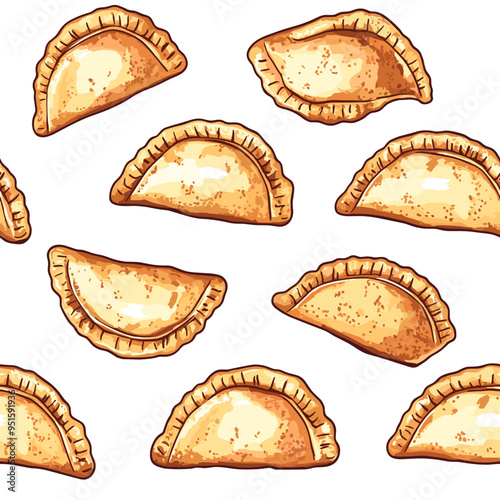 Empanadas Seamless Pattern Vector Graphic