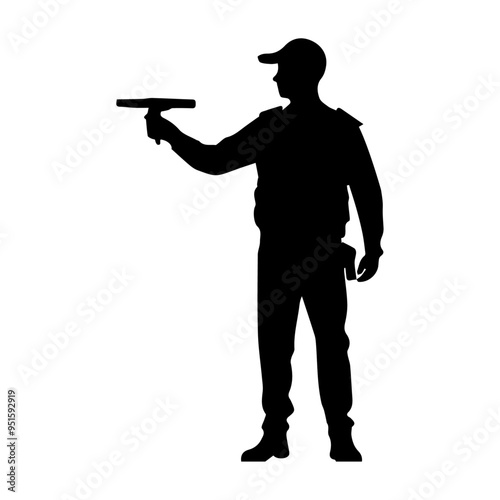 Policeman silhouette on transparent background