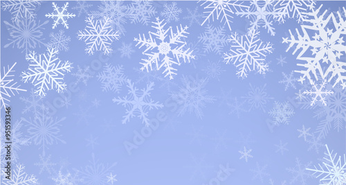 Christmas background with snowflakes, bokeh and lights, winter magic background.
