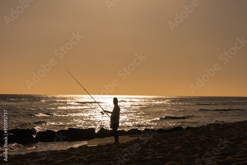 fishing on the beach