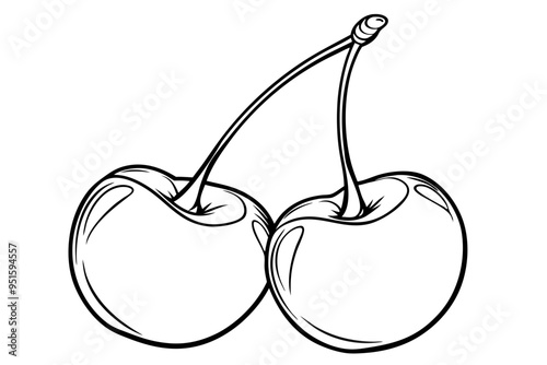 Line art of cherry fruit