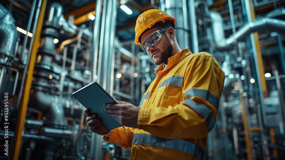 Industrial Precision: Engineer Navigating Technology in a Modern Plant Industrial Precision: Engineer Navigating Technology in a Modern Plant