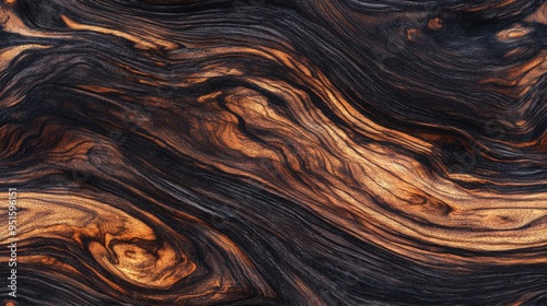 Polished macassar ebony with deep, dark streaks, ideal for luxury watch dials, luxury wood texture, timeless elegance