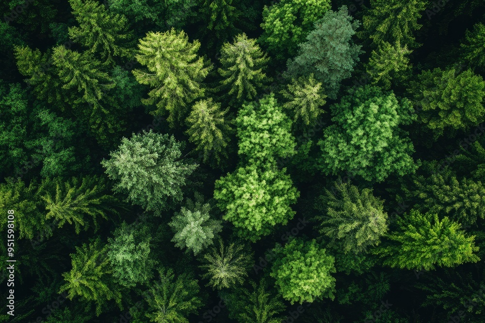 Green forest and nature, Aerial view of trees in forest in Germany with generative ai Green forest and nature, Aerial view of trees in forest in Germany with generative ai