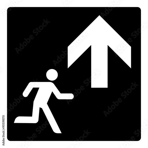 ISO emergency and first aid safety signs_evacuation route_symbol and pictogram only_black and white edition