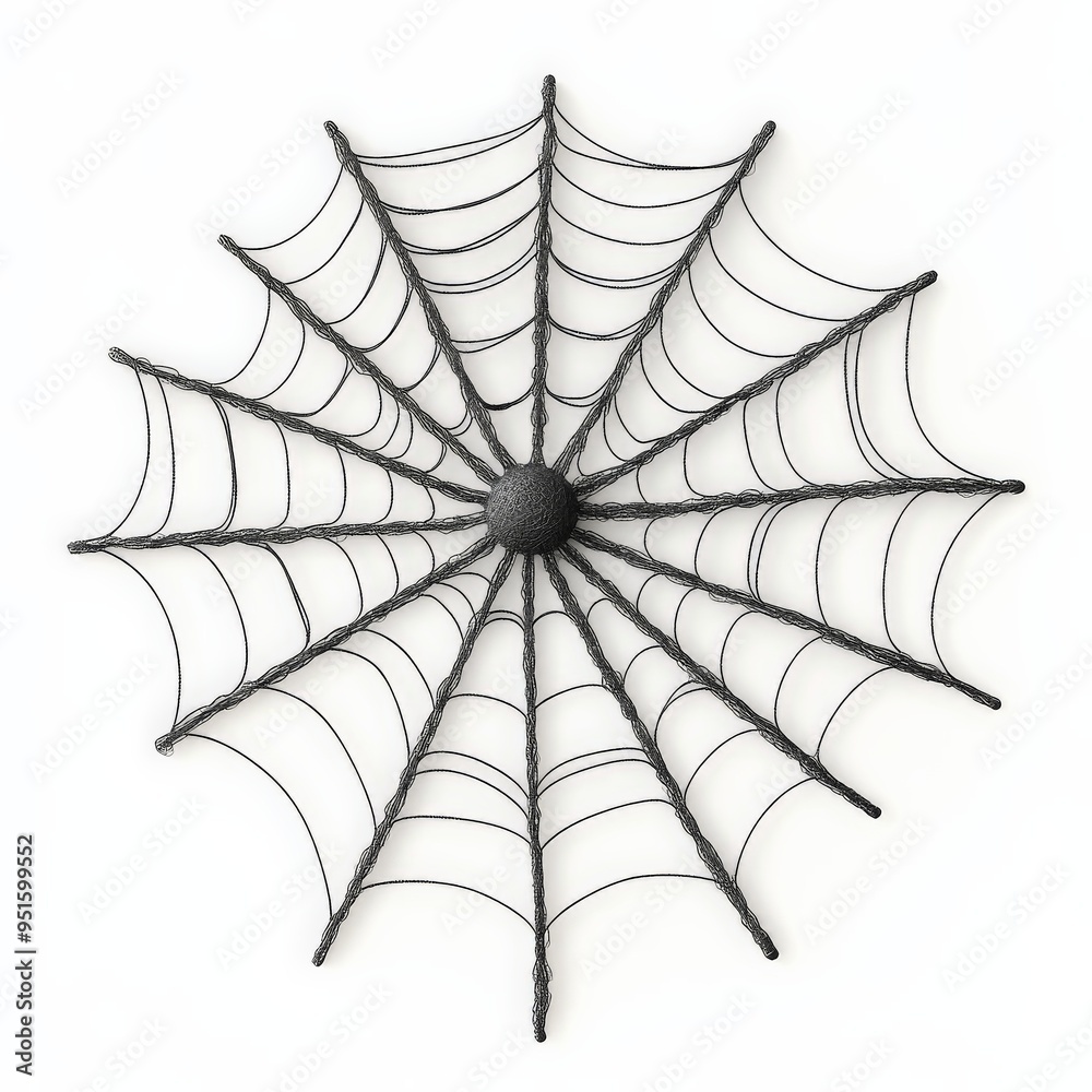 Obraz premium Black Spider Web Isolated on White Background.