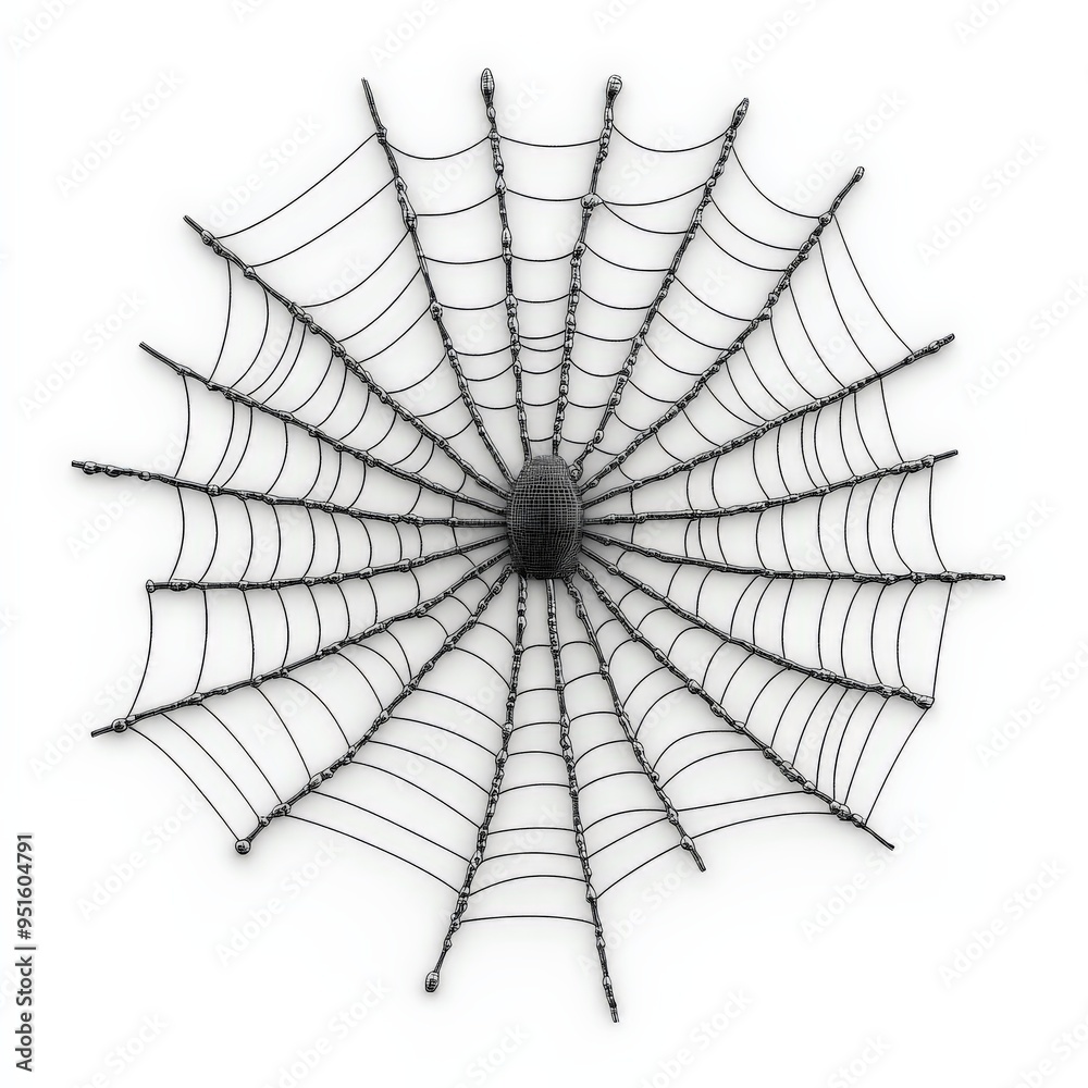 Obraz premium Black and White Spiderweb with Spider