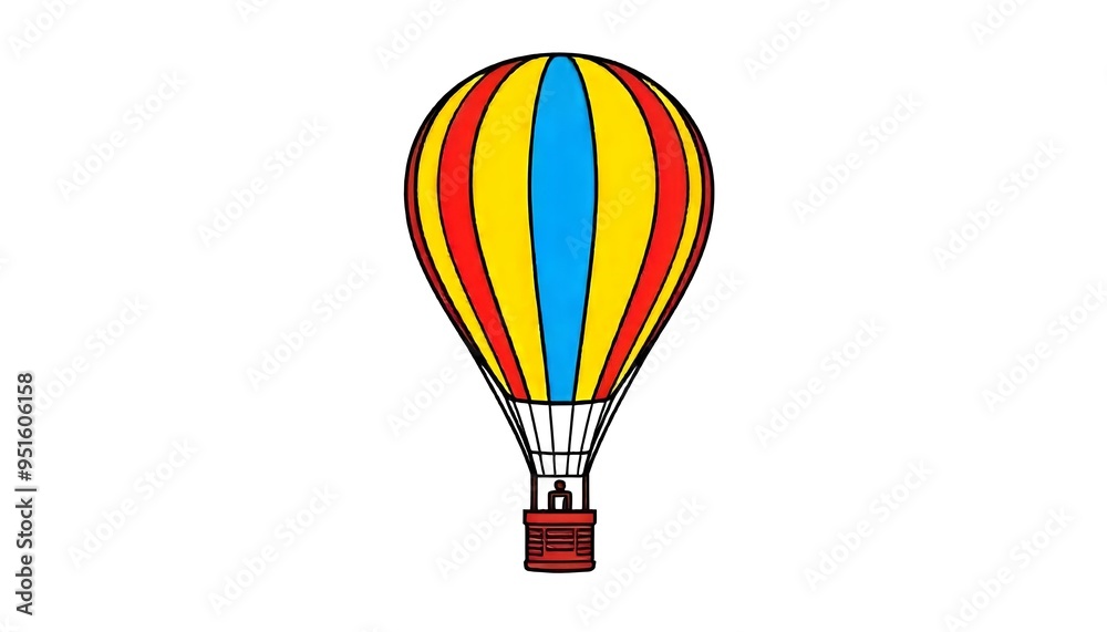 Obraz premium Hot air balloon icon drawing clipart isolated on a white background