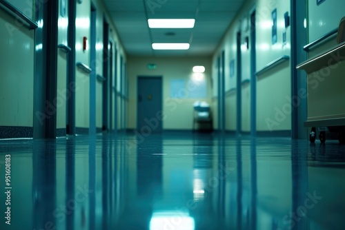 Hospital hallway, reception clinic. Unfocused background with generative ai