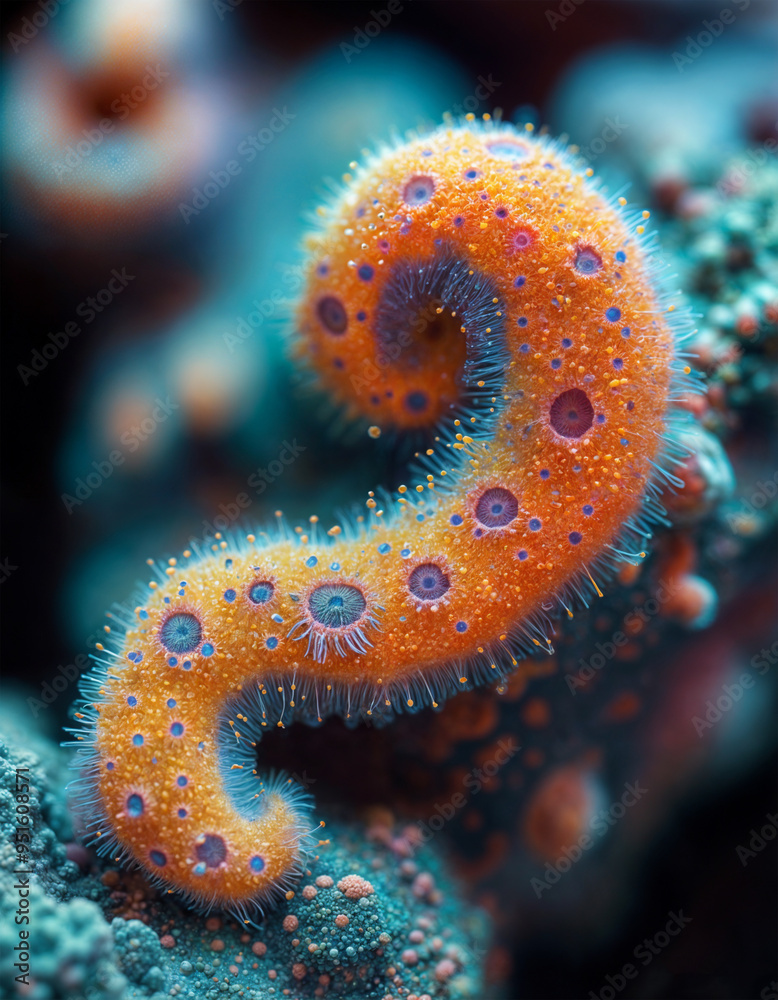 Vibrant Orange Sea Creature with Suction Cups Vibrant Orange Sea Creature with Suction Cups