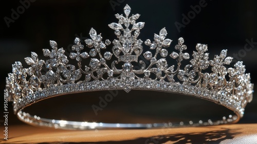 A tiara adorned with dazzling diamonds and crowned majesty.