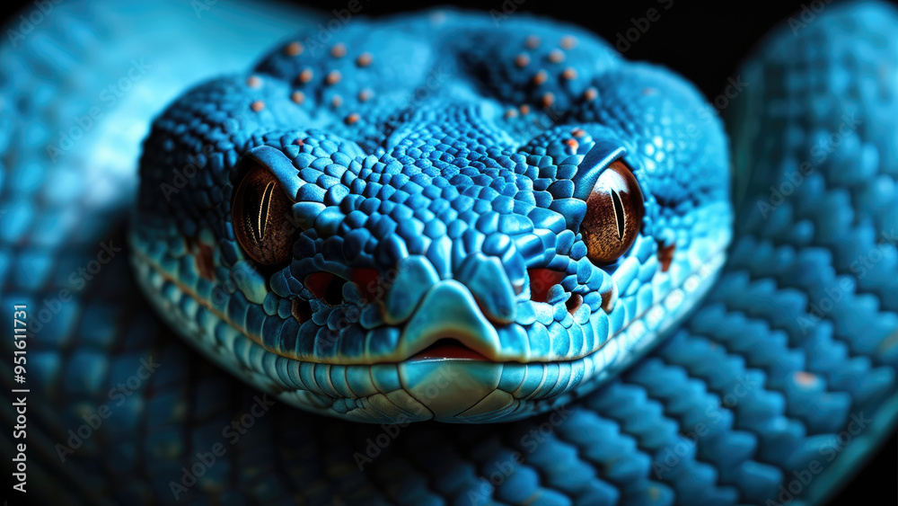 Obraz premium Macro Photo: Stunning Details of the Blue Viper Snake