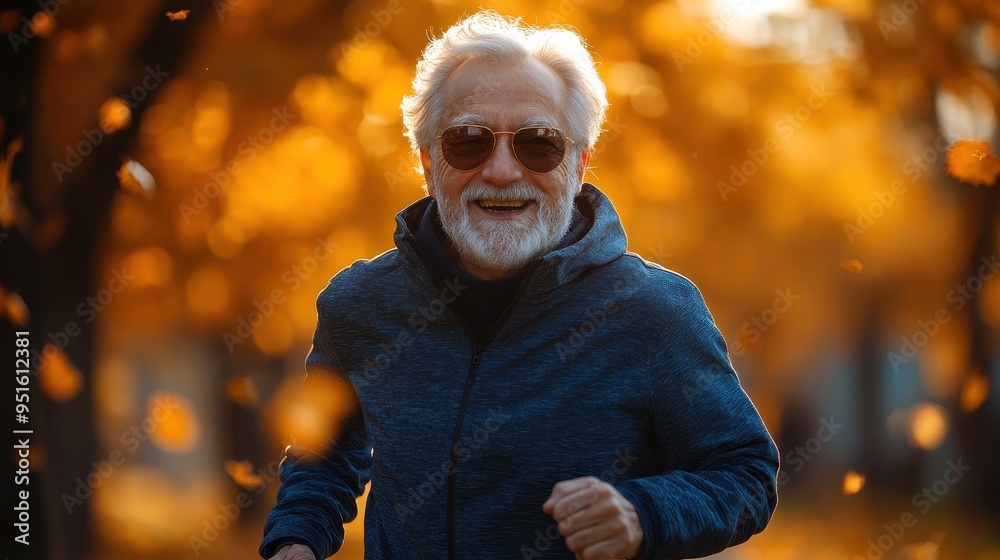 Elderly Man Running Joyfully Through the Park on an Autumn Morning – Smiling in Sportswear and Sunglasses with Bright Sunlight and Golden Trees in the Background, High-Resolution Photography
Elderly Man Running Joyfully Through the Park on an Autumn Morning – Smiling in Sportswear and Sunglasses with Bright Sunlight and Golden Trees in the Background, High-Resolution Photography
