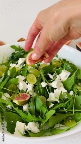 Wallpaper Mural Fresh Salad with Grapefruit and Arugula Serving on Plate. Tasty Meal Cooking and Preparation Process Torontodigital.ca