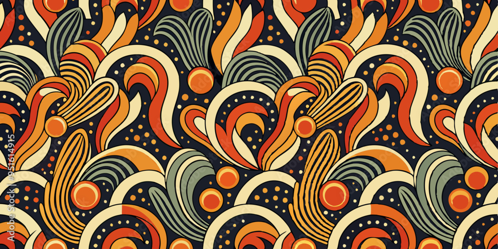Fototapeta premium groovy abstract shape grains seamless pattern vintage retro style pattern