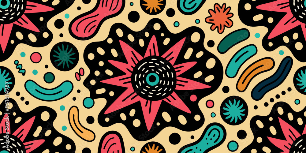 Fototapeta premium groovy abstract shape grains seamless pattern vintage retro style pattern