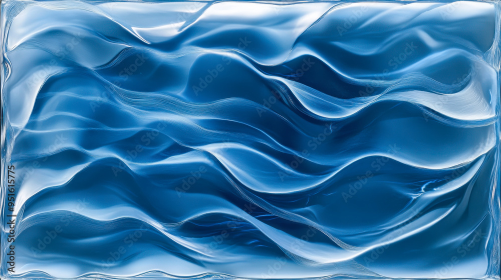 Fototapeta premium Gentle flowing waves of water create a tranquil effect against a light blue background in a serene setting