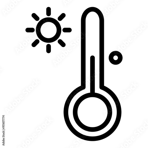 temperature, thermometer, celcius, fahrenheit, summer, hot, degree, weather, season outline, icon