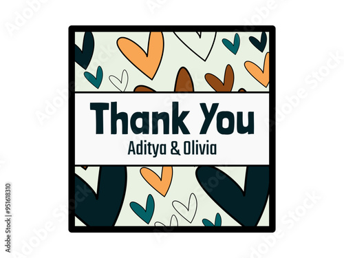 Wedding Thank You Card with cute design template