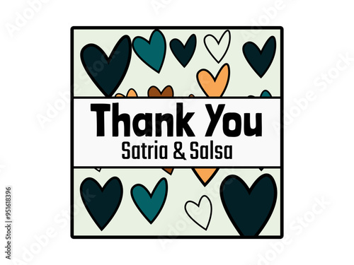Wedding Thank You Card with cute design template