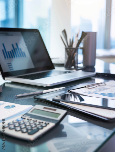 accountant might use in their daily work, modern office environment