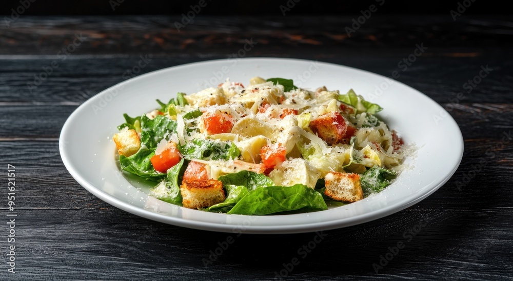 Caesar Salad on White Plate Caesar Salad on White Plate