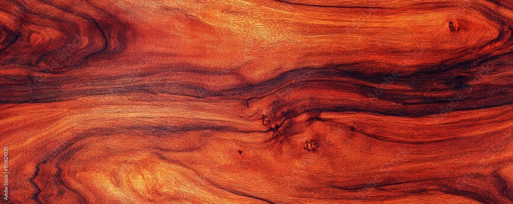 Obraz premium Exotic padauk wood with vibrant red tones, perfect for unique luxury furniture, luxury wood texture, vibrant luxury