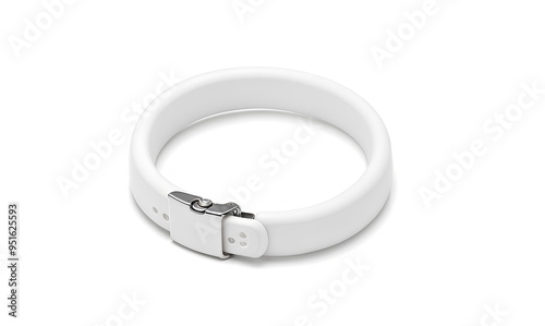 Blank white dog collar with plastic buckle mockup, top view