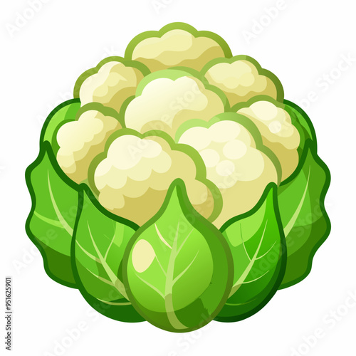 cauliflower on white background vector art