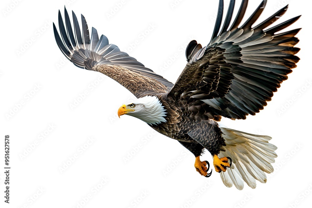 Obraz premium bald eagle in flight on a white background