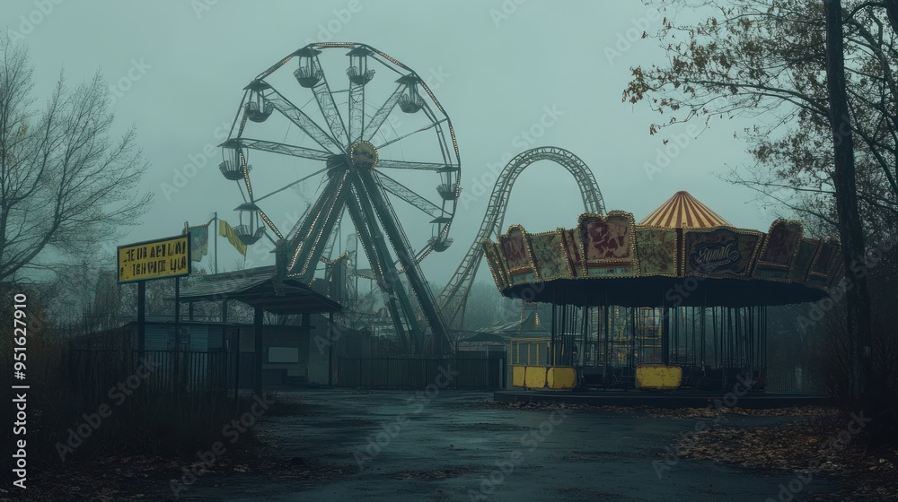 Abandoned Amusement Park in the Mist Abandoned Amusement Park in the Mist