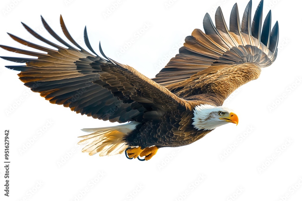 Obraz premium bald eagle in flight on a white background