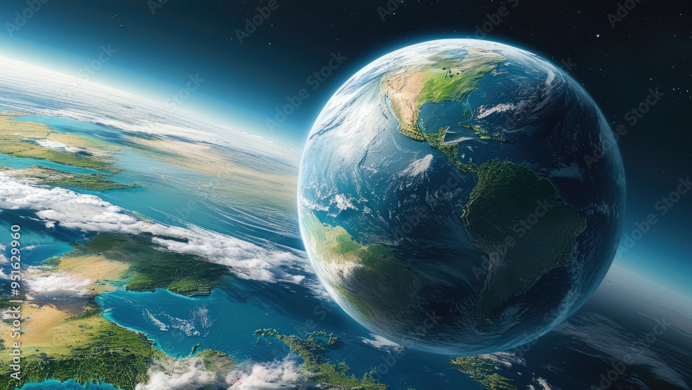 Fototapeta premium Earth-Like Planet and Its Unique Atmosphere