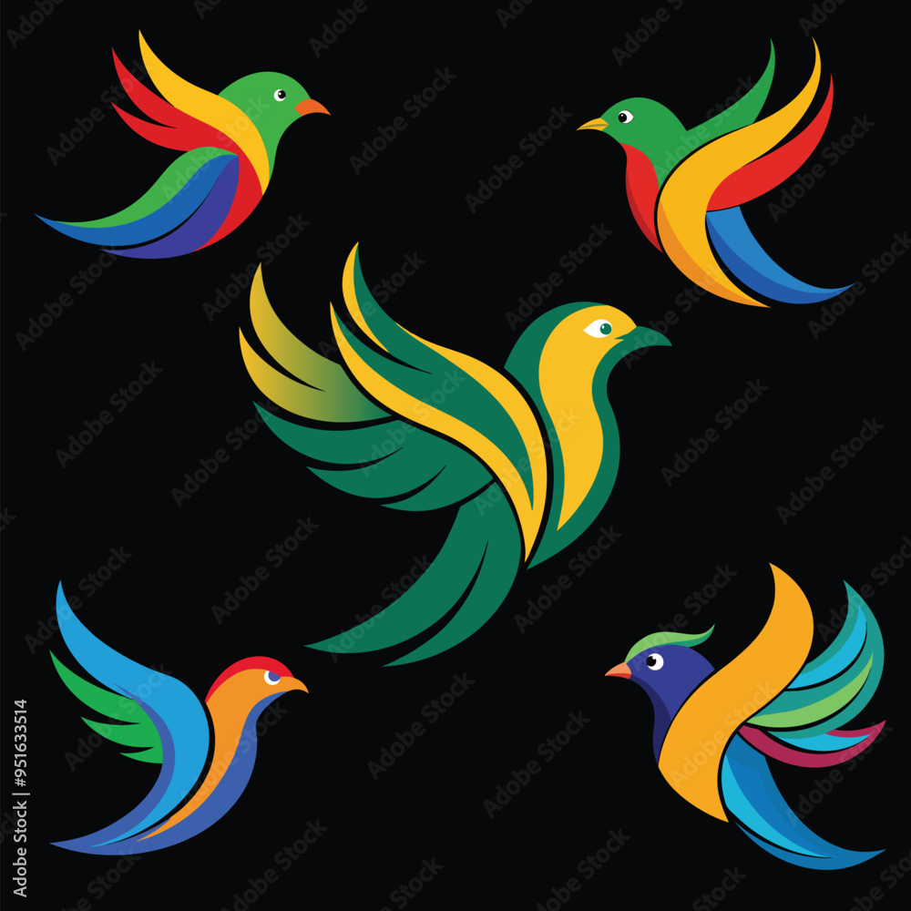 Naklejka premium Bird colorful abstract logo vector icon illustration style