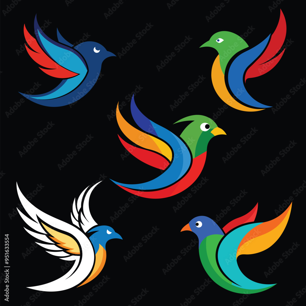Naklejka premium Bird colorful abstract logo vector icon illustration style