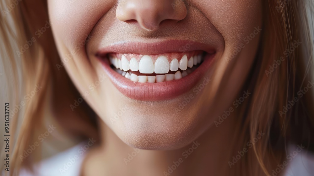 Obraz premium A woman with a big smile on her face, showing off her teeth