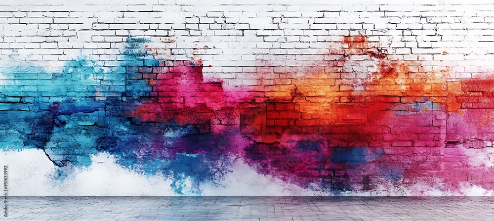 A bold, colorful graffiti wall with a blank white space for text A bold, colorful graffiti wall with a blank white space for text