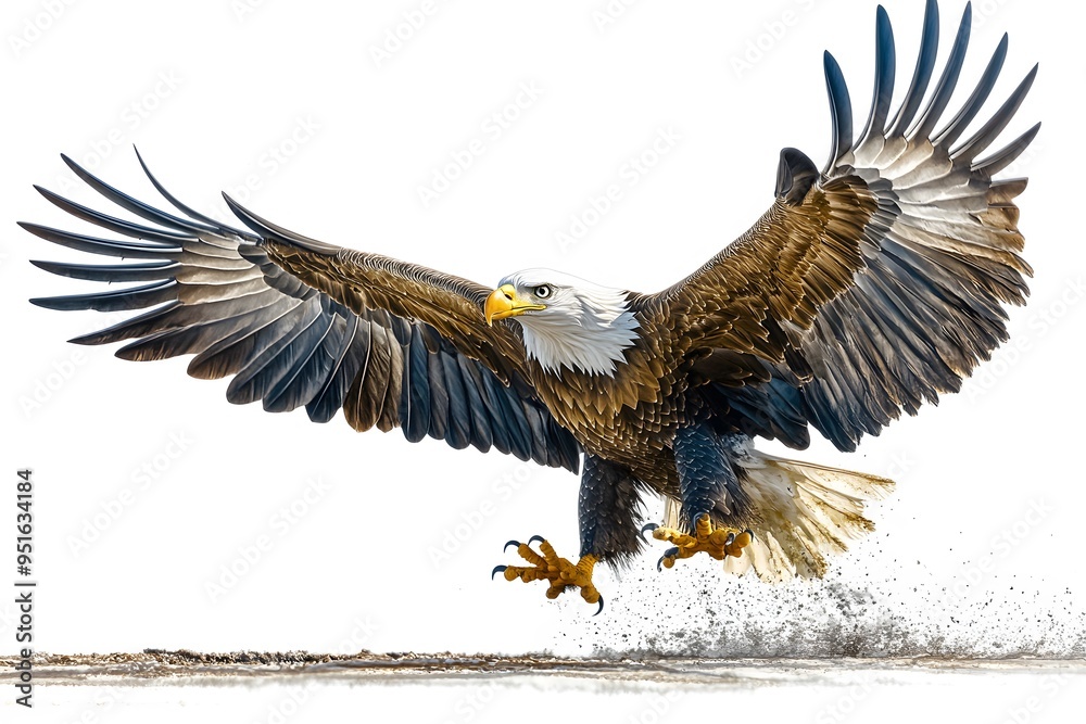Obraz premium bald eagle in flight on a white background