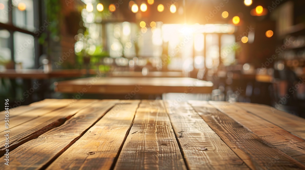 07231249 175. Focused wooden table surface with a dreamy, blurred backdrop of a stylish and modern restaurant, highlighting the social and inviting setting 07231249 175. Focused wooden table surface with a dreamy, blurred backdrop of a stylish and modern restaurant, highlighting the social and inviting setting