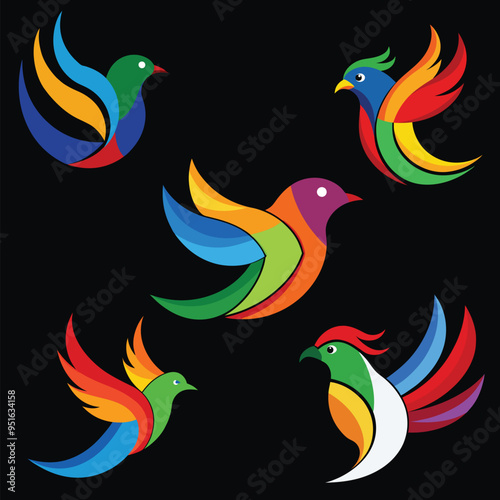 Bird colorful abstract logo vector icon illustration style