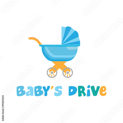 Simple vector illustration of baby stroller baby's drive