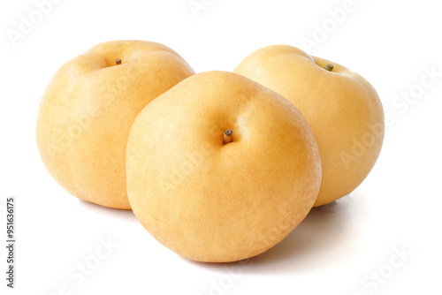 Obraz na płótnie Chinese pear close up on white background. w salonie